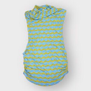 Blue & Lime Green/yellow Textured Knit Tank Top free people